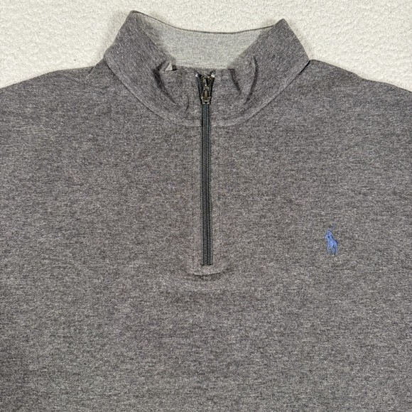 Polo Ralph Lauren Sweater Mens XL Gray 1/4 Zip Pullover Viscose Blend Preppy - Picture 5 of 12